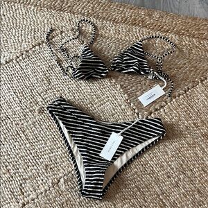 NWT Elce Swim Black and White Striped Bikini Set